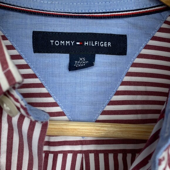 Tommy Hilfiger Red and White Striped Long Sleeve Mens Shirt - Picture 5 of 15